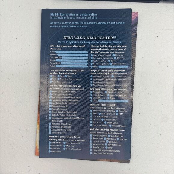 Star Wars Starfighter PS2 PlayStation 2 + Reg Card - Complete CIB Tested - Picture 2 of 6